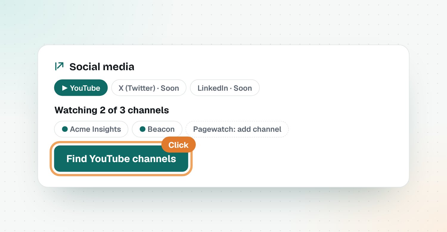 Find YouTube channels for every competitor
